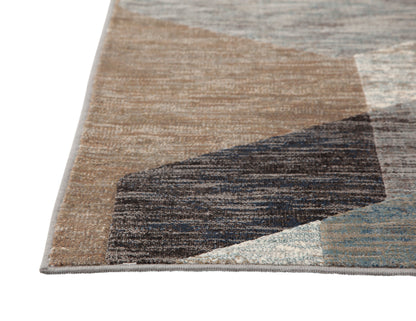 Calliope Gray/ Blue/ Natural Geometric Area Rug 5x8