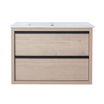 30" Bathroom Vanity with 2/3 Soft Close drawers,  White Ceramic Basin