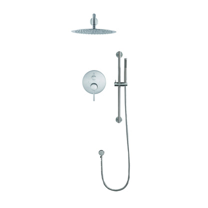 Shower System 10 Inch Square Bathroom Luxury Rain Mixer Shower Combo Set Pressure Balanced Shower System with Shower Head, Hand Shower, Slide Bar, Shower Arm, Hose, and Valve Trim