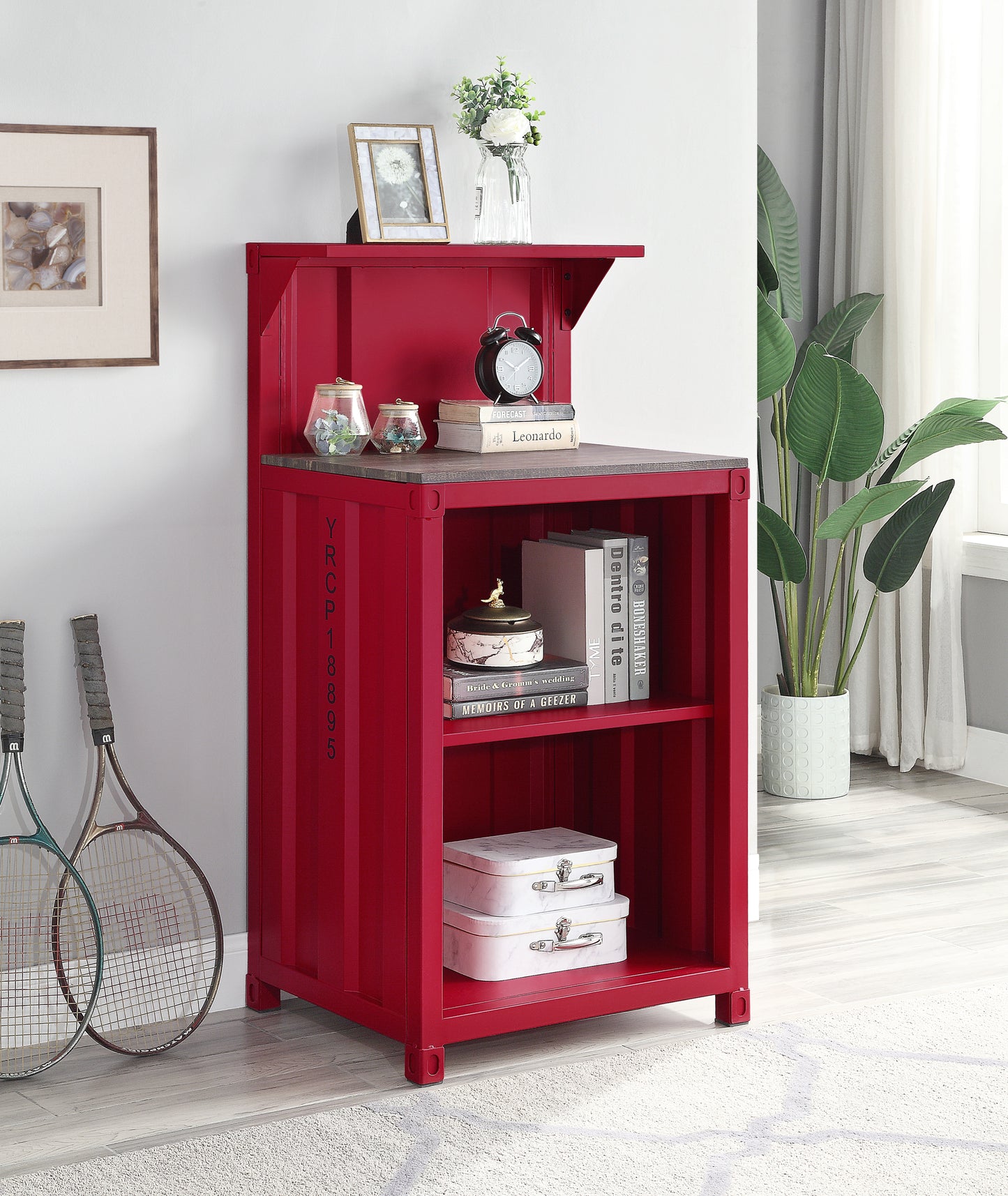 ACME Cargo Reception Desk in Red Finish AC00377