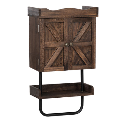 Bathroom Storage Cabinet with One Open Shelf, Wall Mounted Wooden Cabinet, Antique Brown