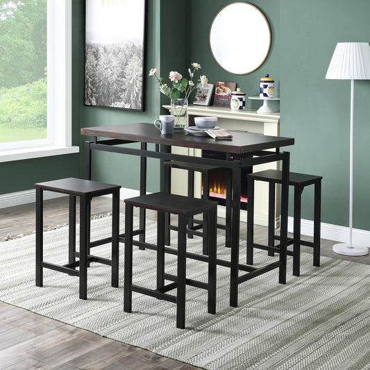 U_STYLE Dining Set, Bar Set, Dining Table with 4 Chairs,5 Piece, with Counter and Pub Height