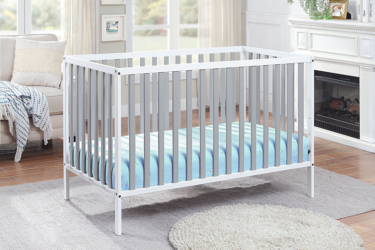 Deux Remi 3-in-1 Convertible Island Crib White/Gray