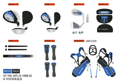 8-10 years old children RH golf club 5-piece set blue