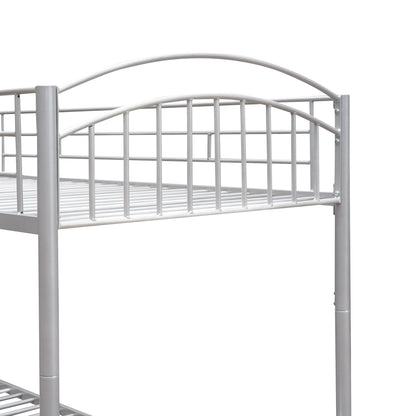 Twin Over Twin Metal Bunk Bed,Divided into Two Beds(Silver)（OLD SKU:MF280424AAN）