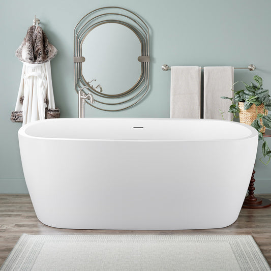 59" 100% Acrylic Freestanding Bathtub，Contemporary Soaking Tub，white Bathtub