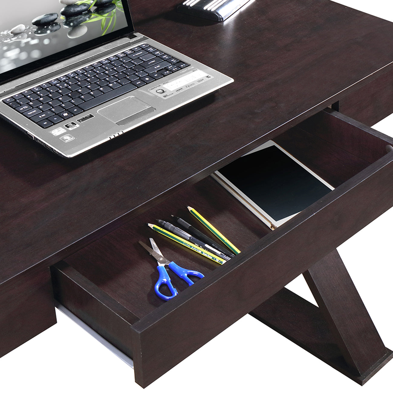 Techni Mobili Trendy Writing Desk with Drawer, Espresso