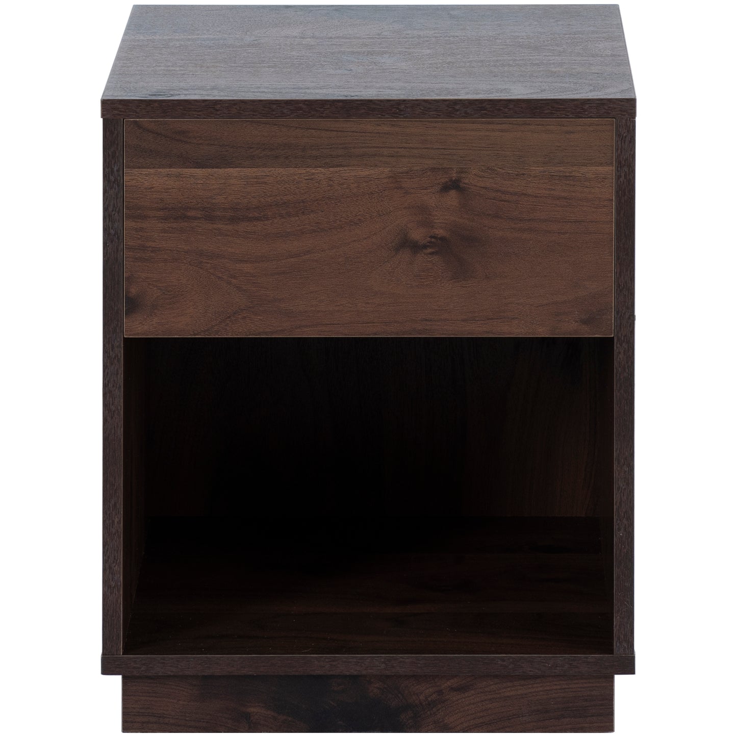 Mid-Century Modern Nightstand End Table Open Storage with  One Drawer, Dark Brown