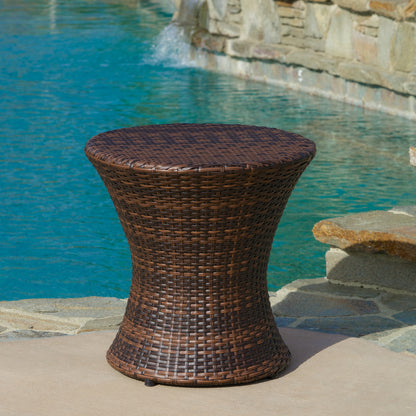 Townsgate Outdoor Brown Wicker Hourglass Side Table