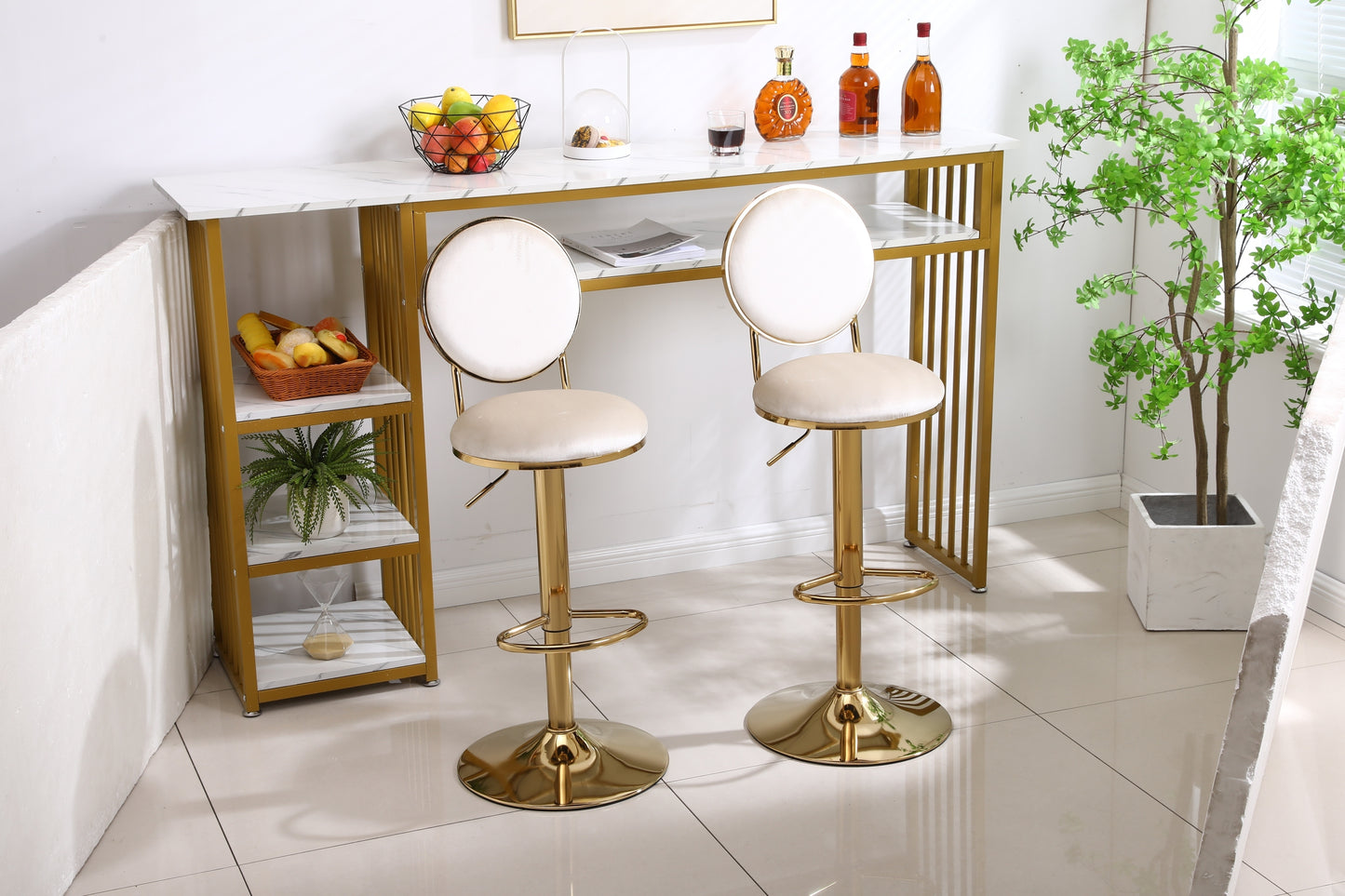 Bar Stools with Back and Footrest Counter Height Dining Chairs  2pcs/ctn