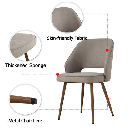 Modern Dining Chairs,Linen Accent Chair, Living Room Leisure Chairs, Upholstered Side Chair with Metal Legs for Dining Room Kitchen Vanity Patio Club Guest (Set of 1)  Grey Office Chair