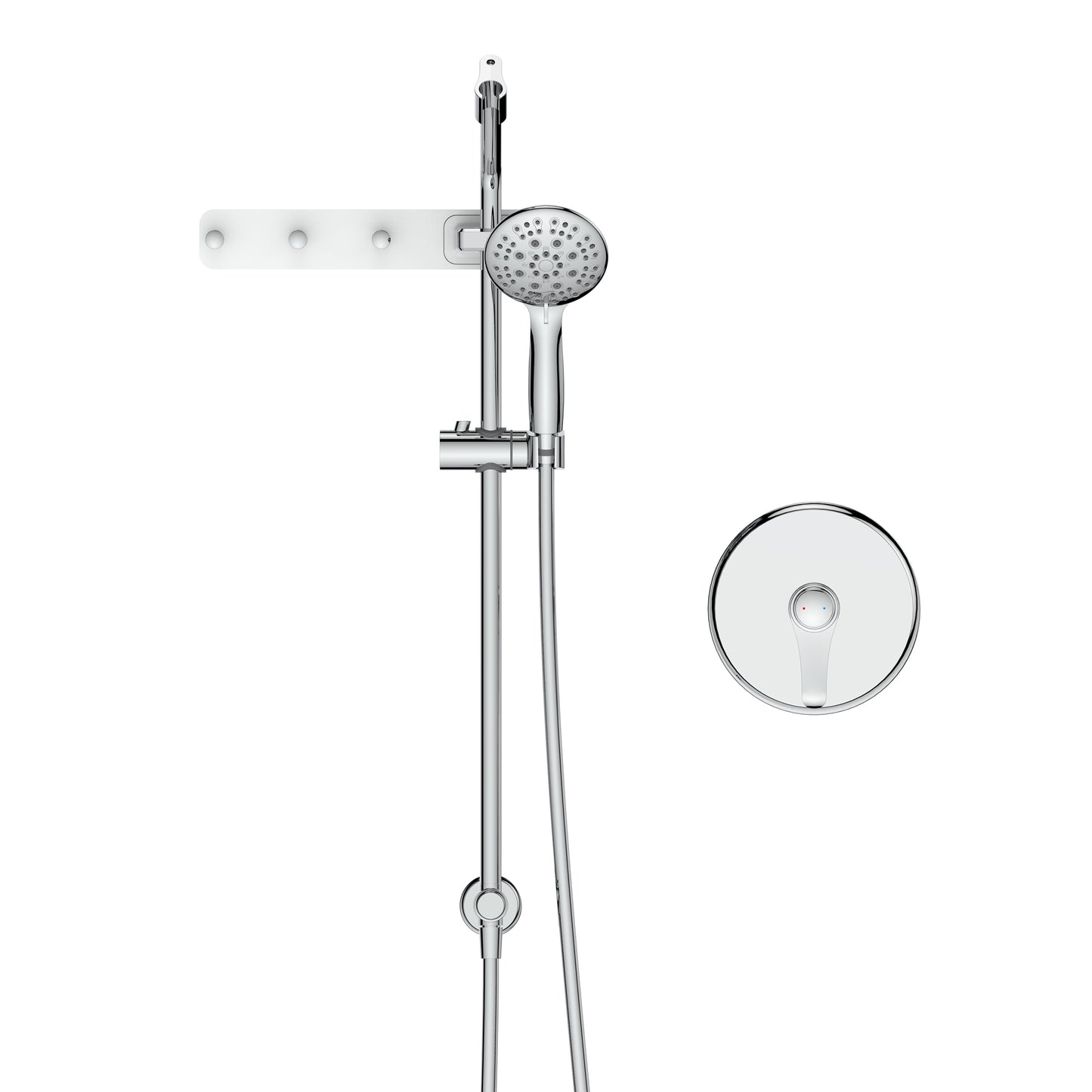 Large Amount of water Multi Function Shower Head - Shower System with 4." Rain Showerhead, 6-Function Hand Shower, Simple Style,With Storage Hook, Chrome