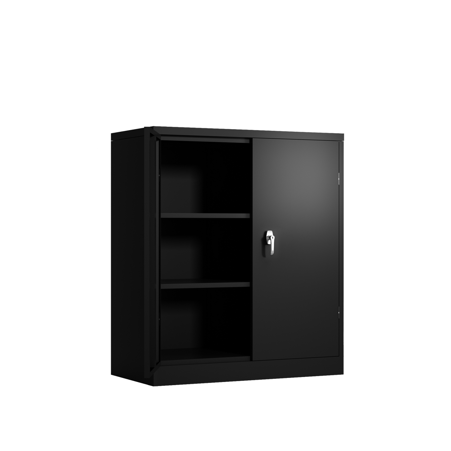 Metal Storage Cabinet with 2 Doors and 2 Shelves, Lockable Steel Storage Cabinet for Office, Garage, Warehouse