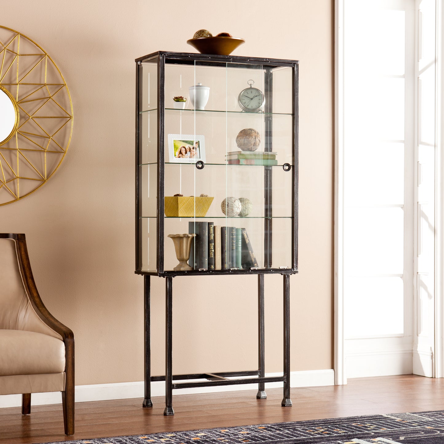 Metal/Glass Sliding-Door Display Cabinet