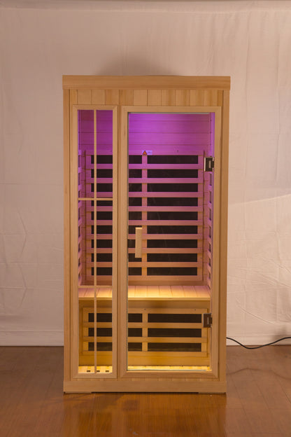 Deluxe version Plus One person  Far infrared Hemlock Sauna  room with LED colour lights