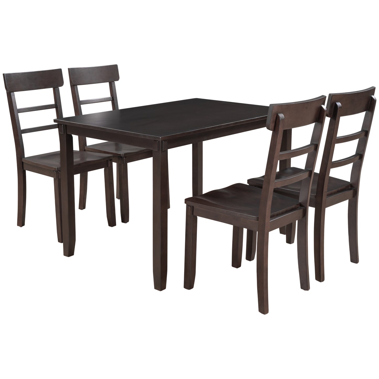 TREXM  5-piece Kitchen Dining Table Set Wood Table and Chairs Set for Dining Room (Espresso)