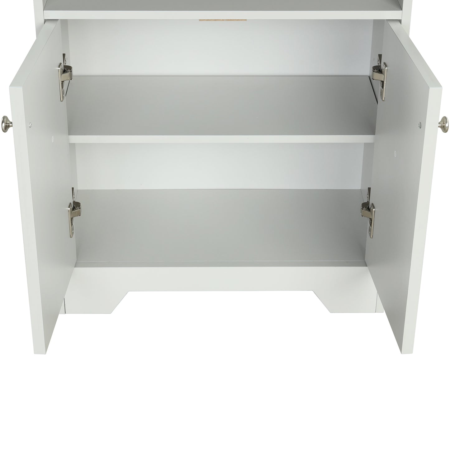 Grey Bathroom Storage Cabinet with Adjustable Shelves, Freestanding Floor Cabinet for Home Kitchen, Easy to Assemble