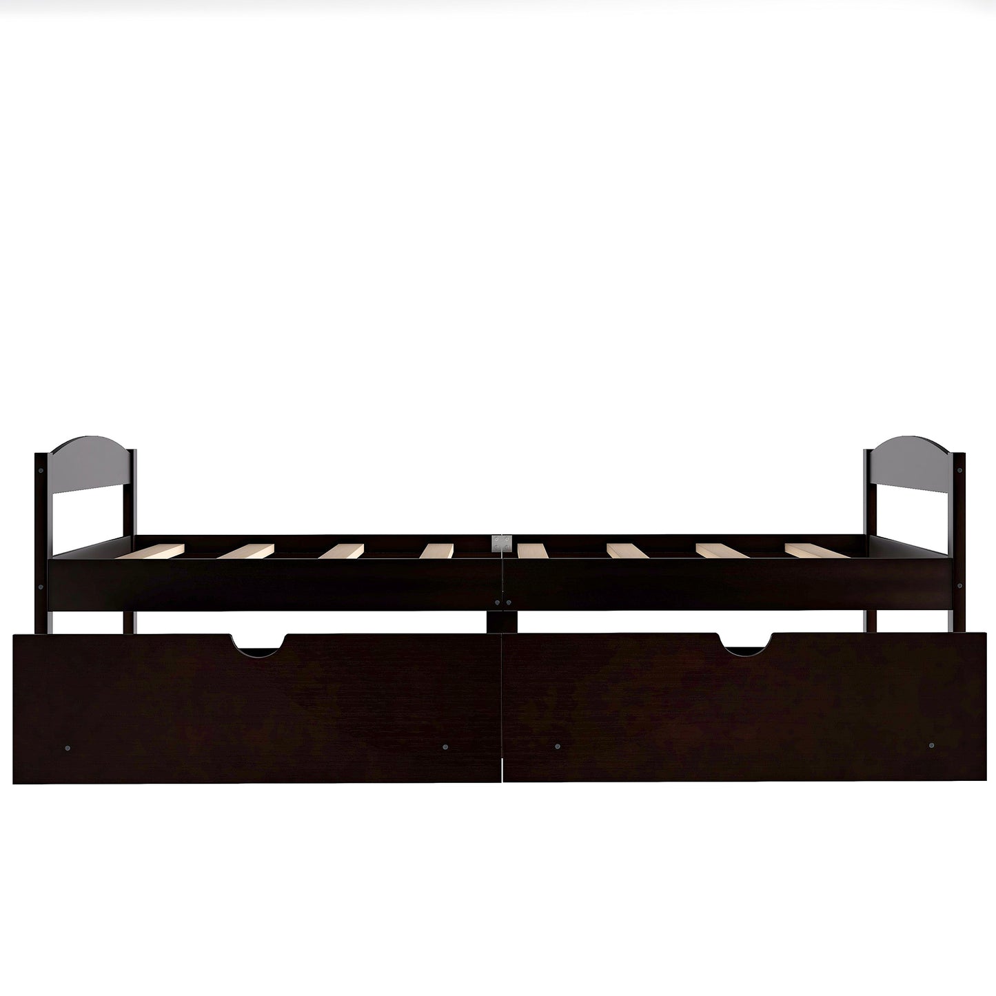 Twin size platform bed, with two drawers, espresso（New）