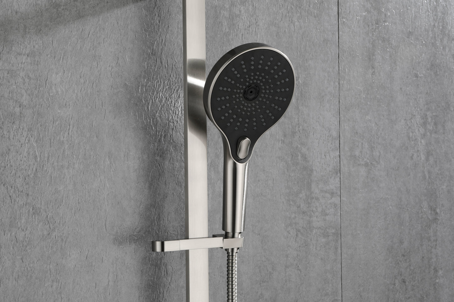 Shower System Square Bathroom Luxury Rain Mixer Shower Combo Set Pressure Balanced Shower System with Shower Head, Hand Shower, Slide Bar, Shower Arm, Hose, and Valve Trim