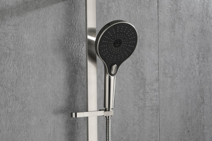 Shower System 10 Inch Square Bathroom Luxury Rain Mixer Shower Combo Set Pressure Balanced Shower System with Shower Head, Hand Shower, Slide Bar, Shower Arm, Hose, and Valve Trim