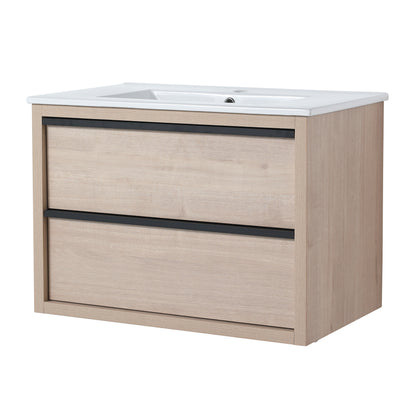 30" Bathroom Vanity with 2/3 Soft Close drawers,  White Ceramic Basin