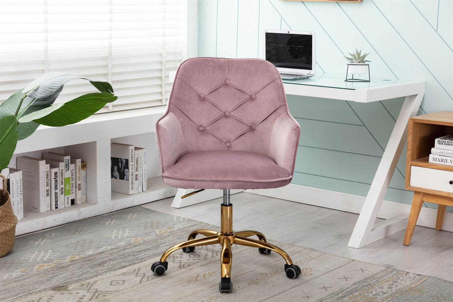 COOLMORE Velvet Swivel Shell Chair for Living Room ,Office chair , Modern Leisure Arm Chair  brush color