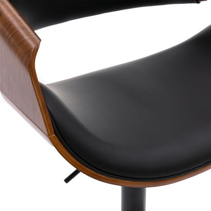 HengMing Adjustable/Swivel Bar Stool, PU Leather black Bent wood Bar Chair 1pcs/ctn.