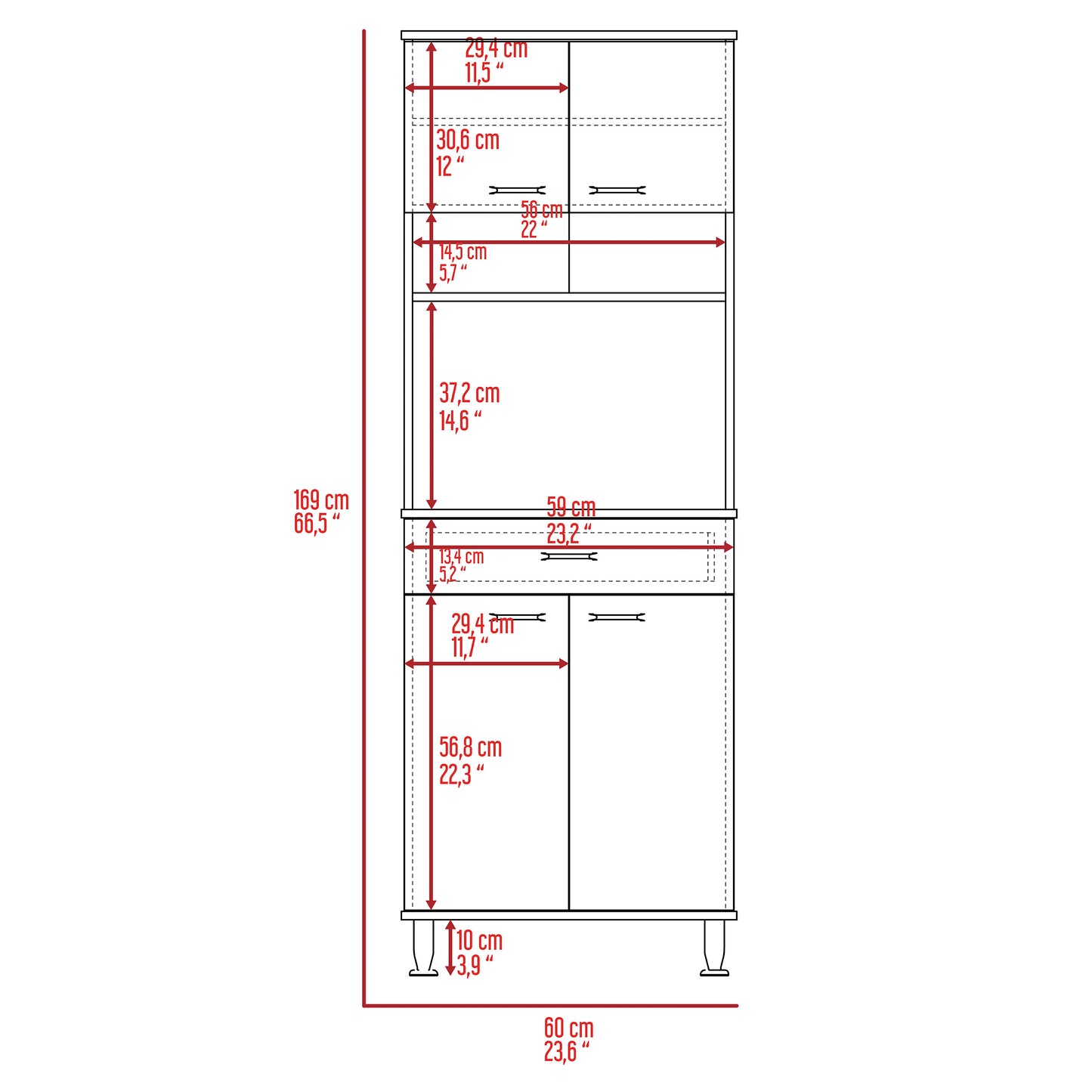 Santa Maria 1-Drawer 1-Shelf Area Pantry with Adjustable Metal Legs Light Oak