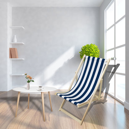 populus wood sling chair blue Stripe Broad blue Stripe （color: Dark blue）folding chaise lounge chair