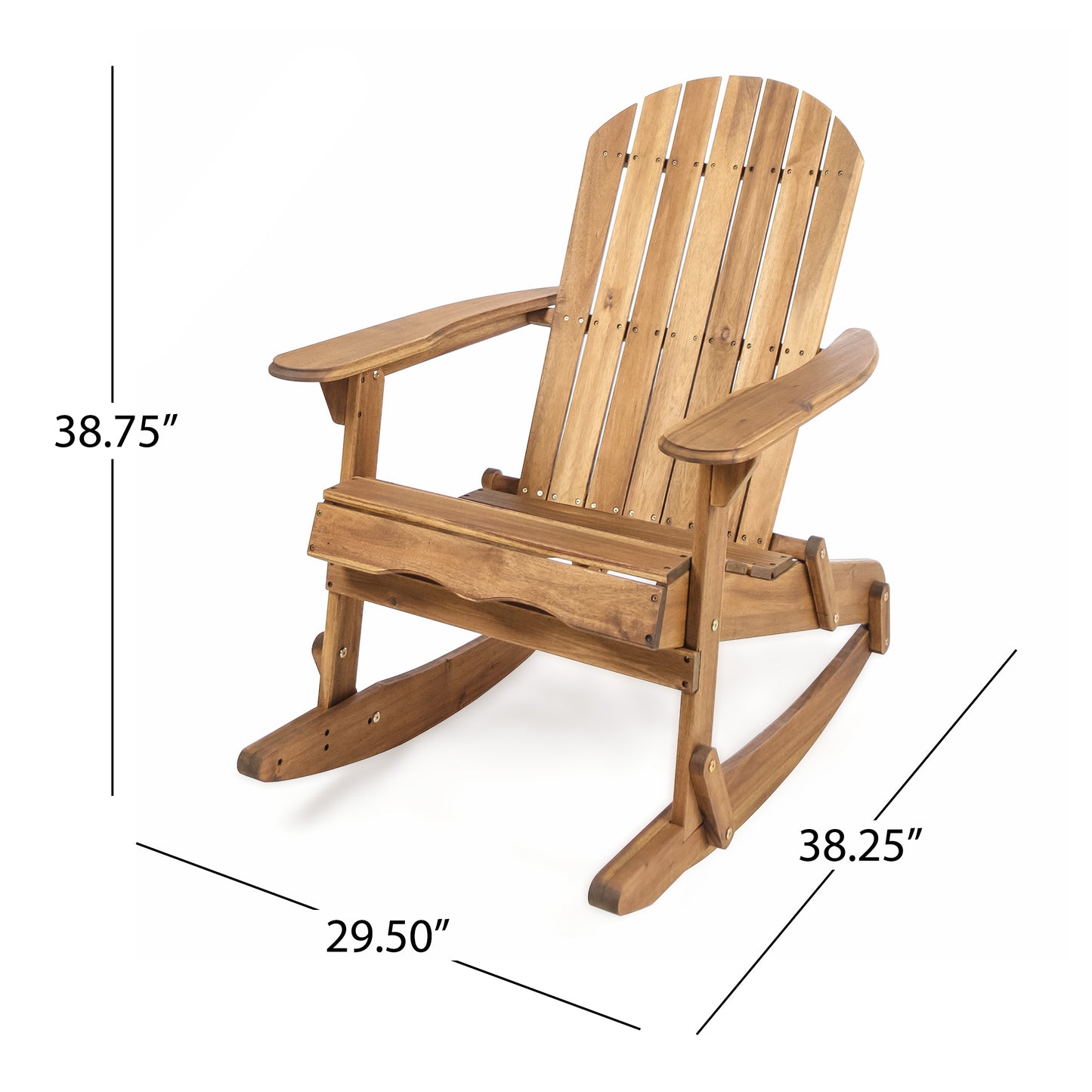 Vivian Outdoor Acacia Adirondack Rocking Chair Natural Wood