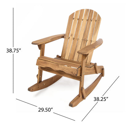 Vivian Outdoor Acacia Adirondack Rocking Chair Natural Wood