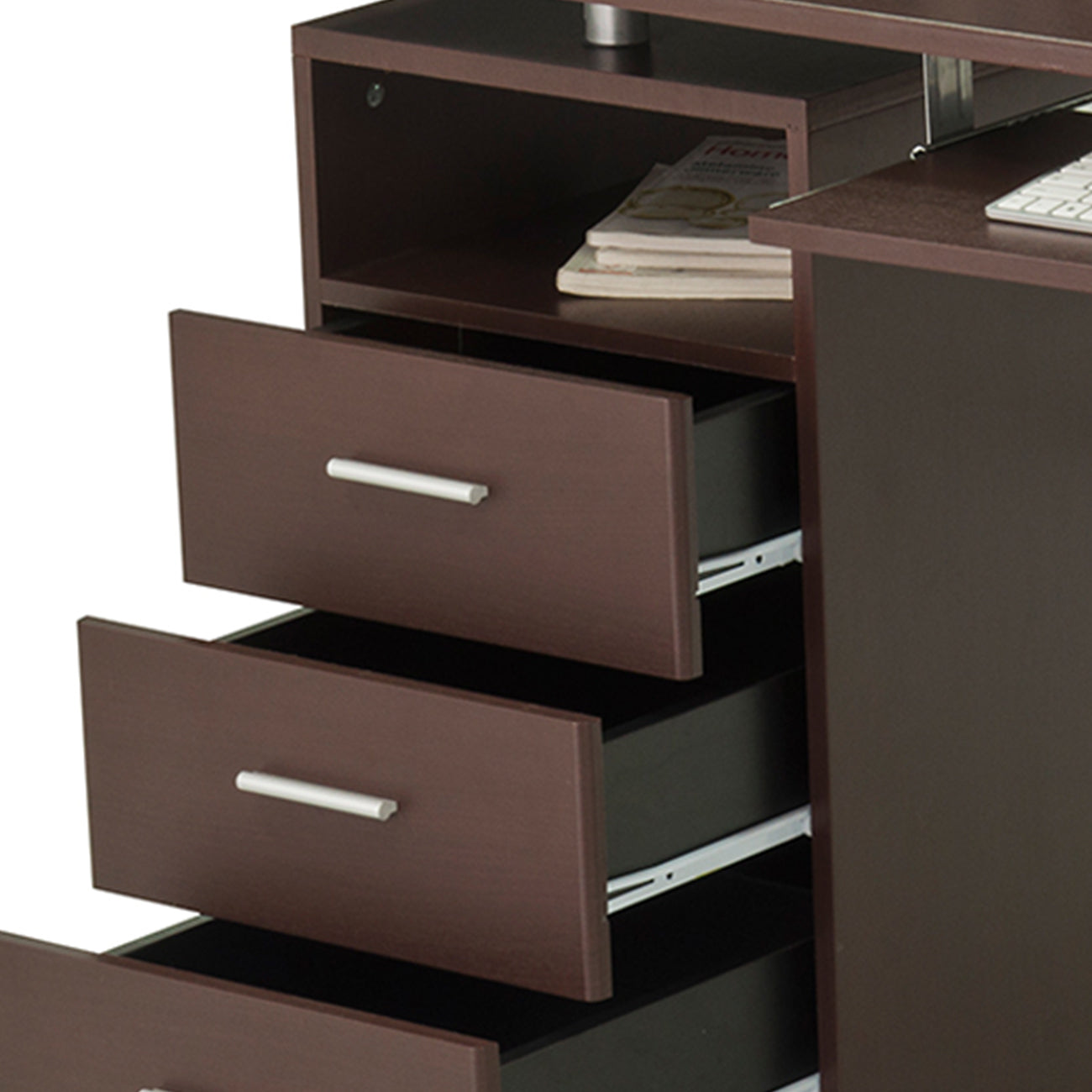 Techni Mobili Computer Desk with Ample Storage, Chocolate