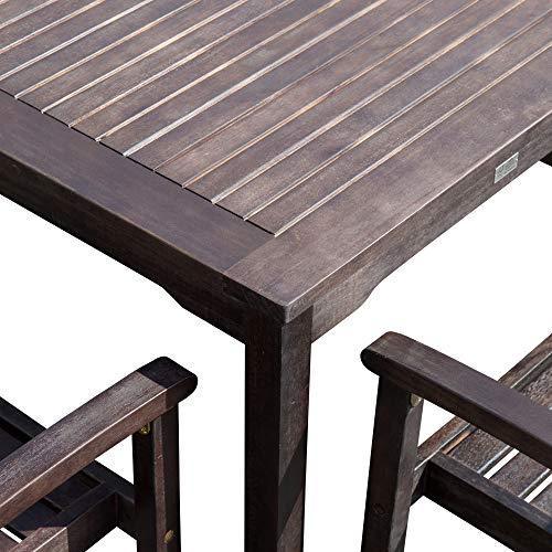 5-Piece Eucalyptus Dining Set, Espresso Finish