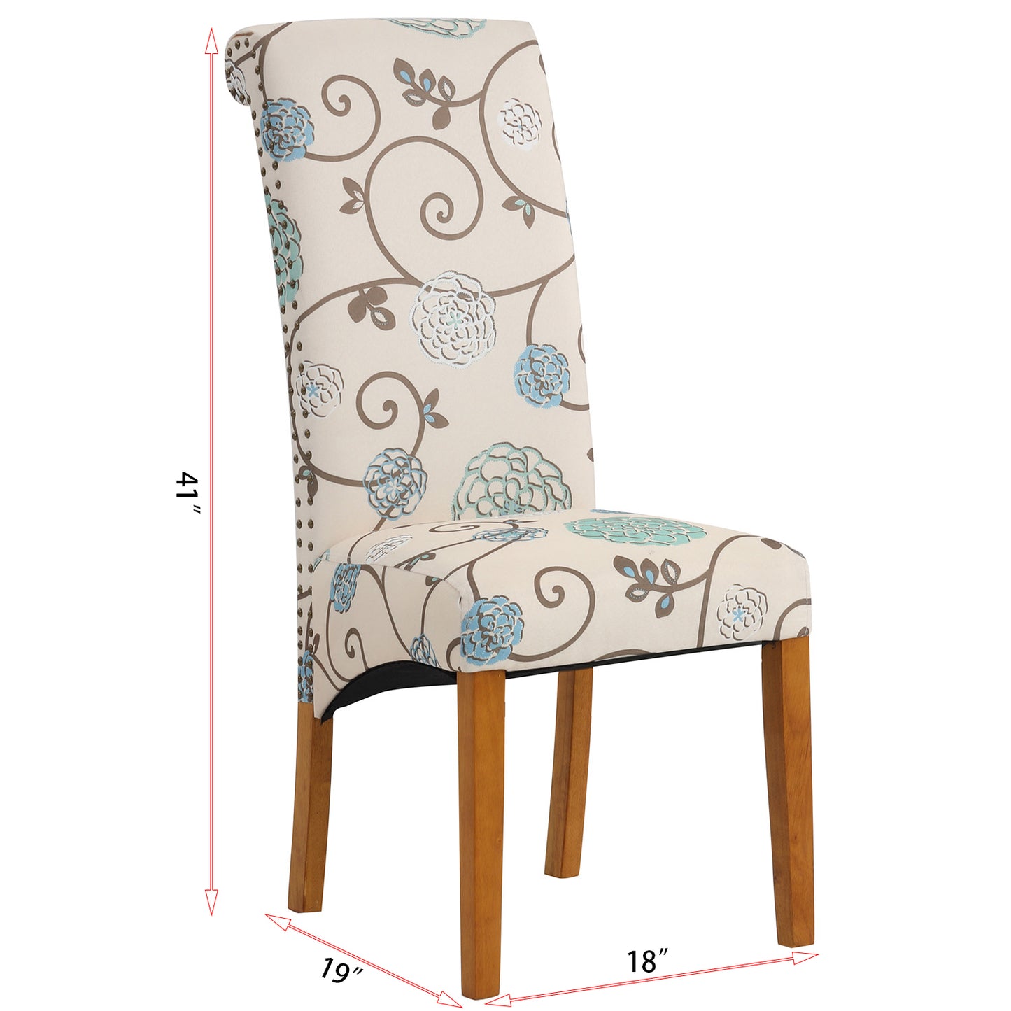 Bionic Beige Pattern Dining Chair with Nail Head Trim, Set of 2