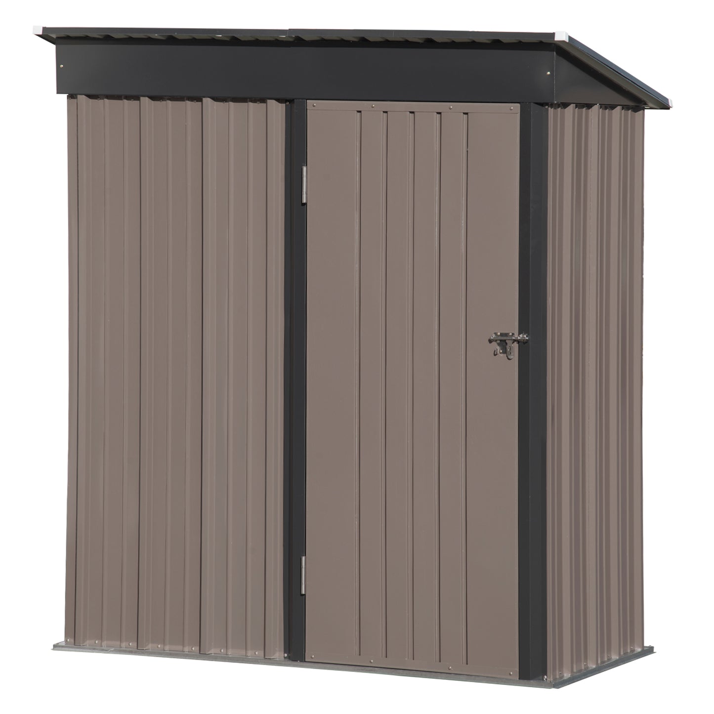 TOPMAX Patio 5ft Wx3ft. L Garden Shed, Metal Lean-to Storage Shed with Adjustable Shelf and Lockable Door, Tool Cabinet for Backyard, Lawn, Garden, Brown