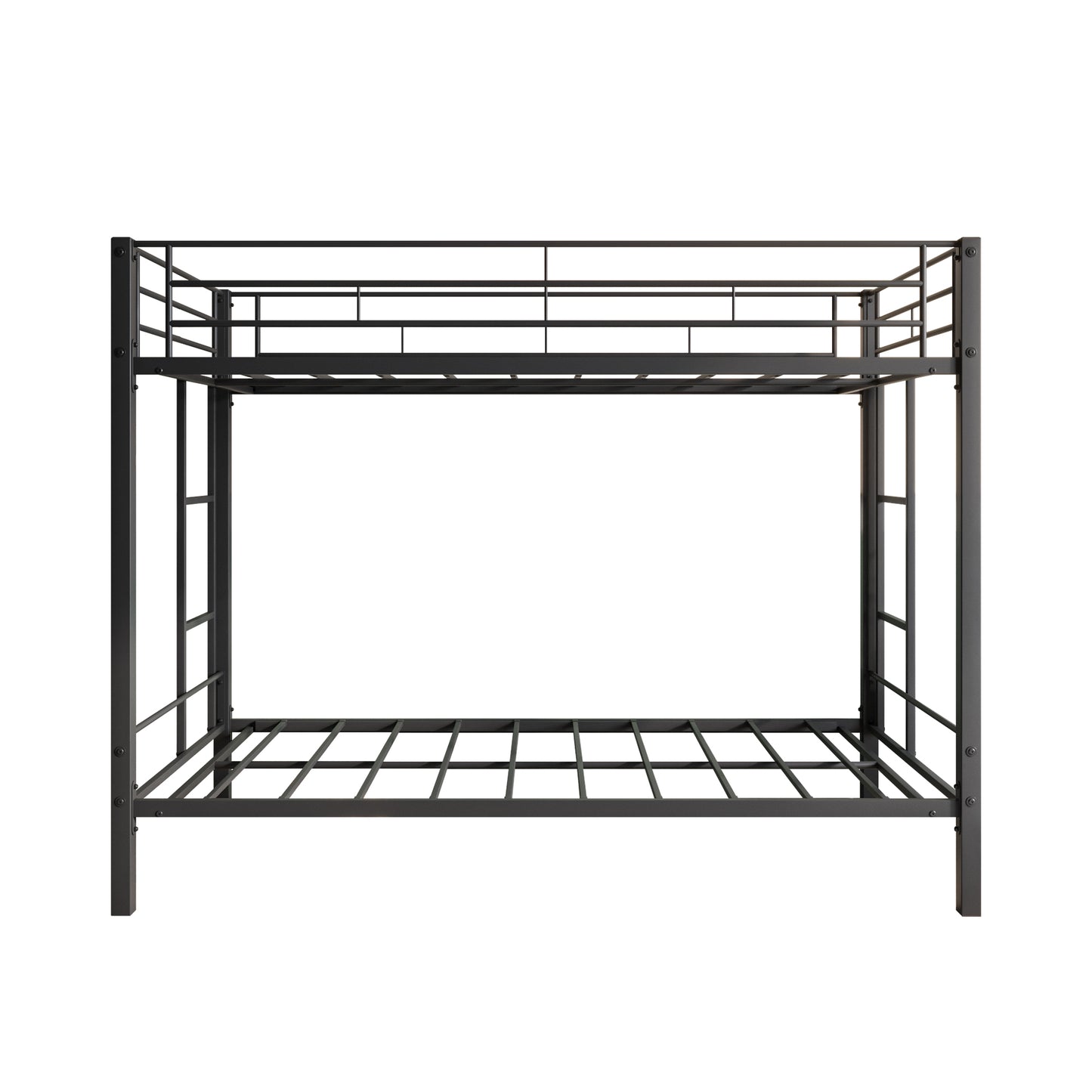 Metal Bunk Bed Twin-Over-Twin No Box Spring Needed Black