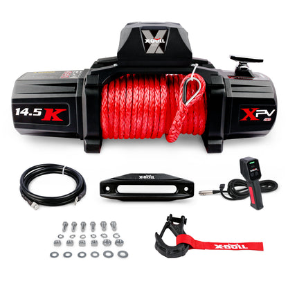 X-BULL Electric Winch XPV 14500 LBS 12V Synthetic Red Rope New Arrival Jeep Towing Truck 4WD