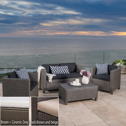 Venice 4pc Outdoor Wicker Sofa Set Brown+Ceramic Grey