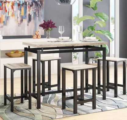 U_STYLE Dining Set, Bar Set, Dining Table with 4 Chairs,5 Piece, with Counter and Pub Height