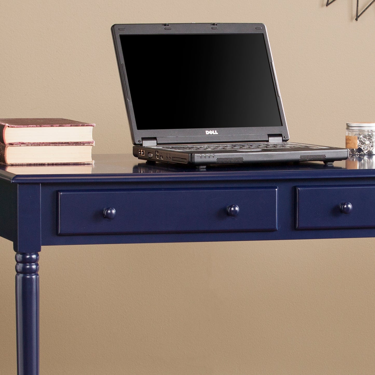 Janice Farmhouse 2-Drawer Writing Desk - Navy