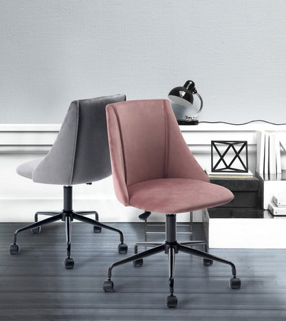 Velvet Upholstered Task Chair/ Home Office Chair - Rose