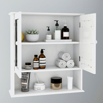 Bathroom Wall Cabinet with Doule Mirror Doors and Shelvs