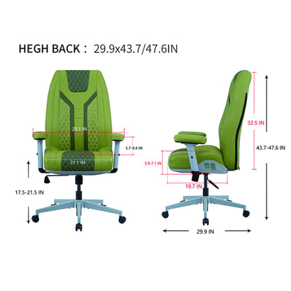 Office Desk Chair, Air Cushion Mid Back Ergonomic Managerial Executive Chairs, Headrest and Lumbar Support Desk Chairs with Wheels and Armrest, Yellow/Grey