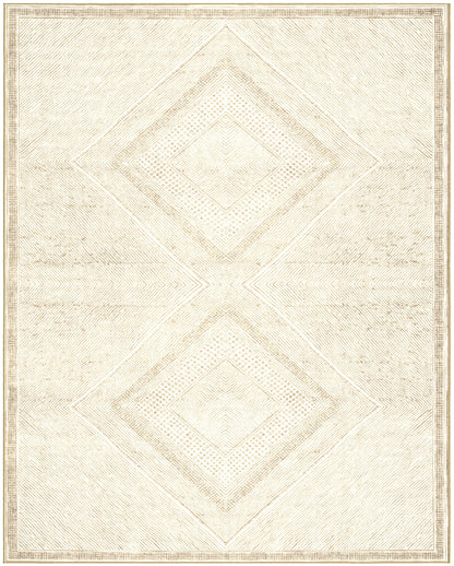 Benzara Beige and White Viscose Area Rug 8x10