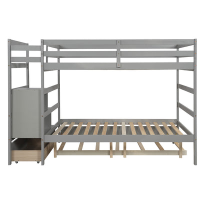 Full over Full Bunk Bed with Twin Size Trundle (Gray)(OLD SKU :LP000033AAE)