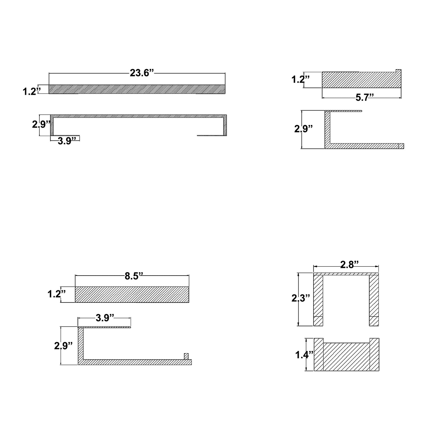 Wall Mounted 4-Piece Bathroom Hardware Set