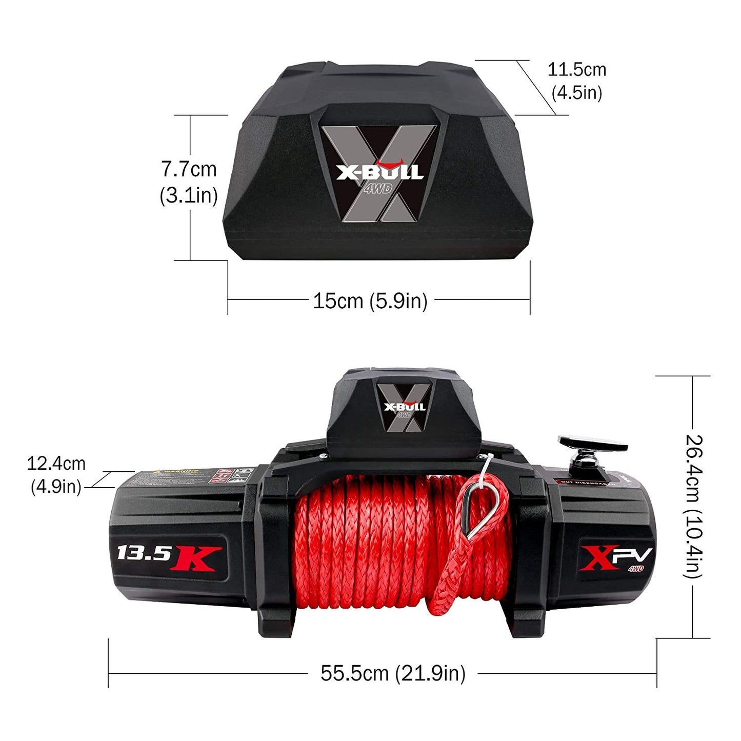 X-BULL Electric Winch XPV 13500 LBS 12V Synthetic Red Rope New Arrival Jeep Towing Truck 4WD