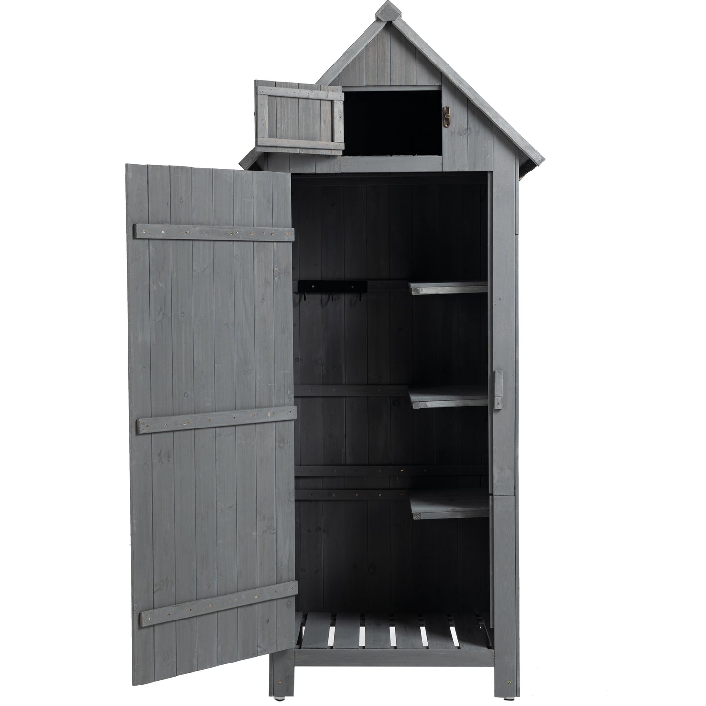 30.3”L X 21.3”W X 70.5”H Outdoor Storage Cabinet Tool Shed Wooden Garden Shed  Gray