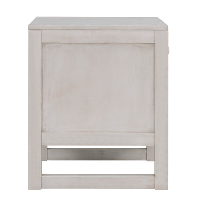 Wooden Nightstand with a Drawer and an Open Storage,End Table for Bedroom,Anitque White