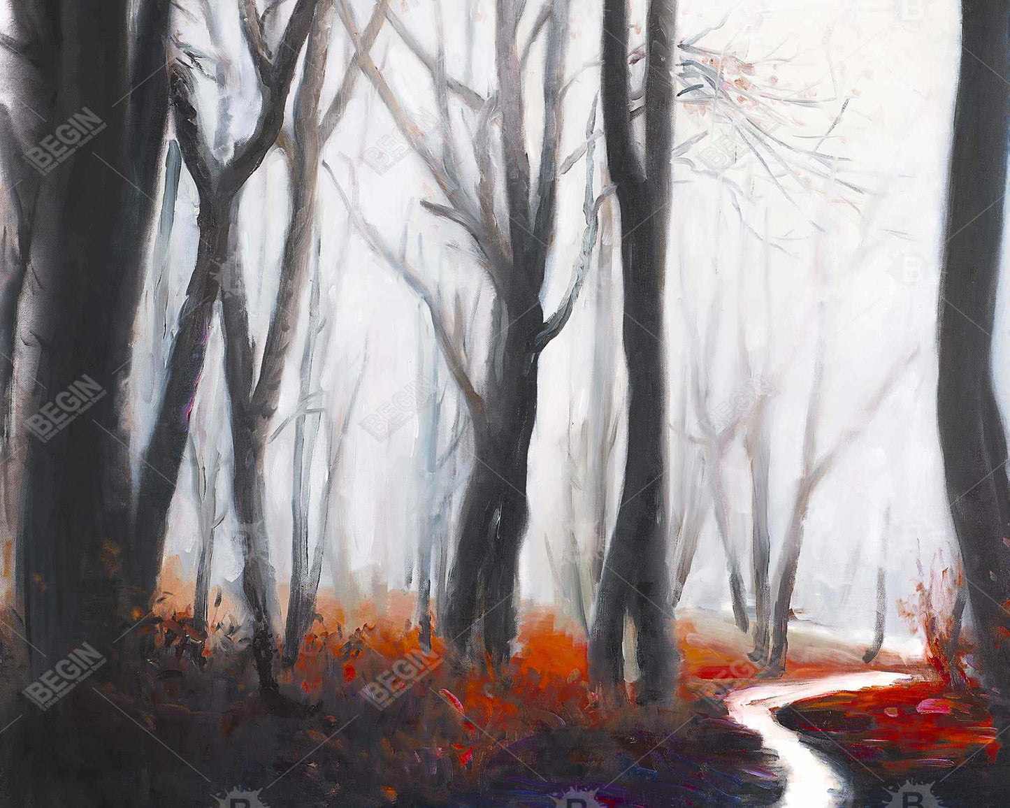 Mysterious forest with stream - 16x20 Print on canvas